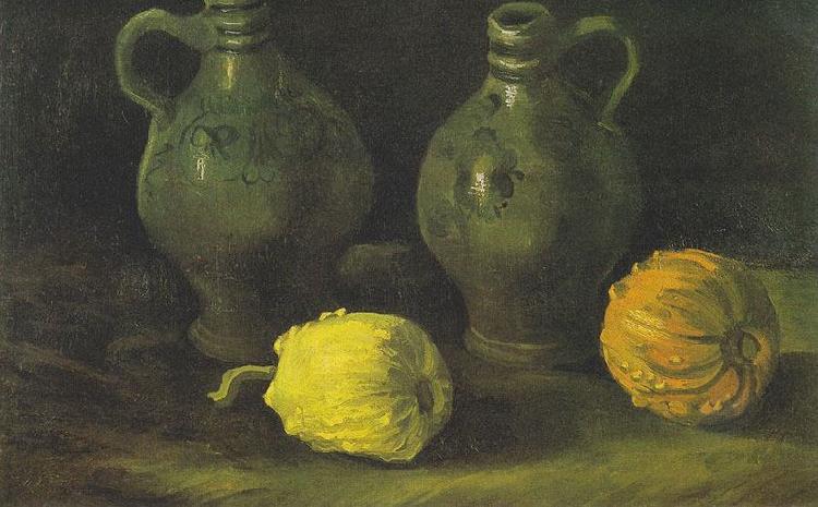 Vincent Van Gogh Still life with two jugs and pumpkins